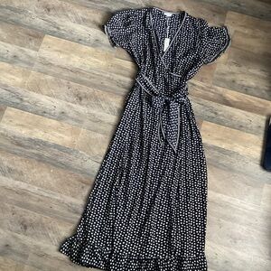 Max Studio Black and White Polka Dot Maxi Dress
